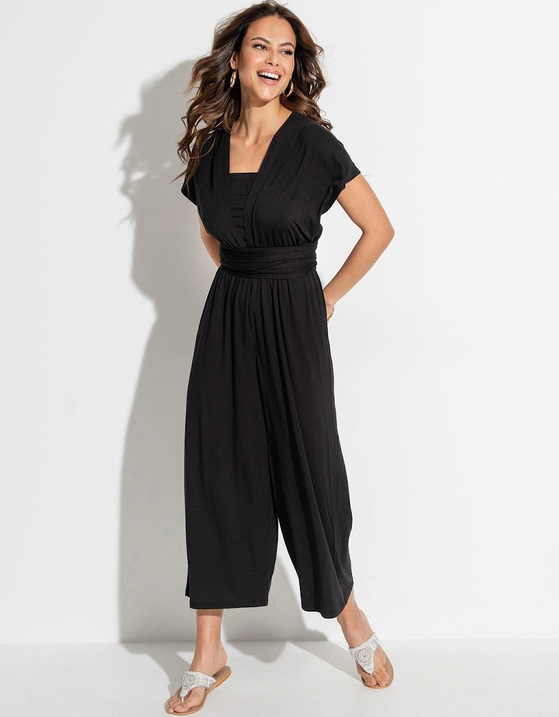 Multiway Jersey Beach Jumpsuit with LENZING ECOVERO Viscose fibres - Black, 2 of 1
