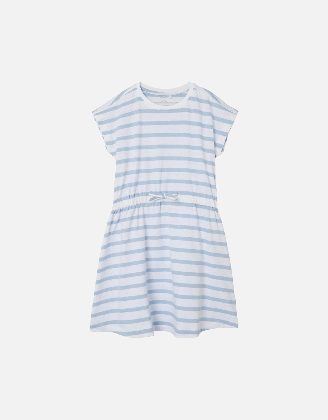 Girls Jersey Stripe Drawstring Dress - Chambray Blue, 5 of 4