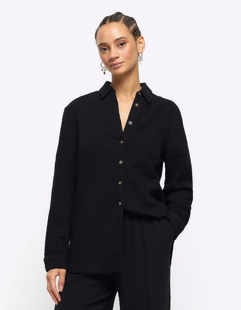 Textured Cotton Shirt - Black