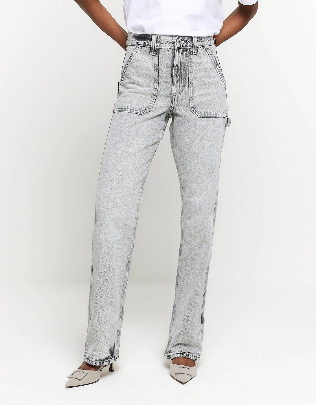 Relaxed Straight Cargo Jeans, 2 of 1