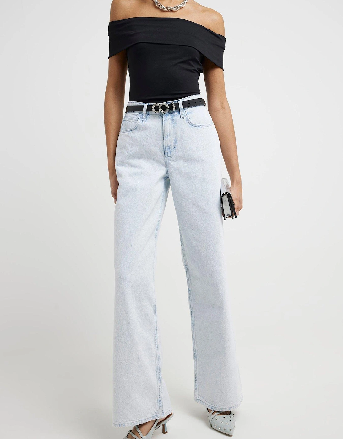 High Waisted Wide Baggy Jeans - Blue, 2 of 1
