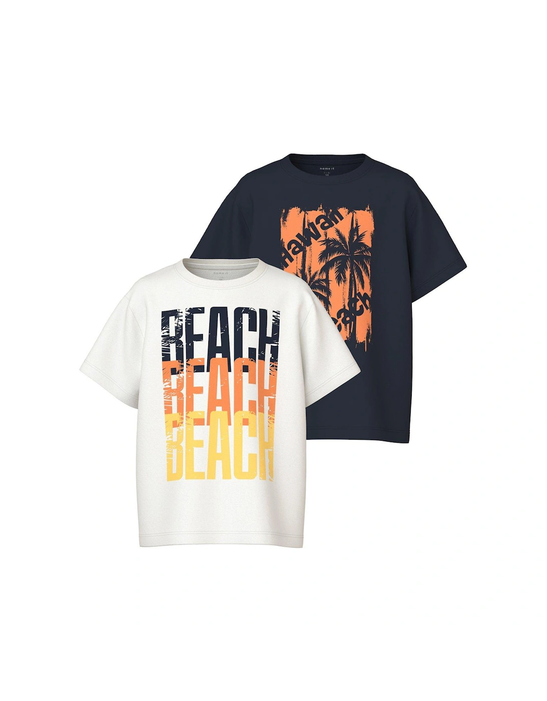 Boys 2 Pack Beach Loose Fit Short Sleeve Tshirts - Dark Sapphire/Bright White, 4 of 3