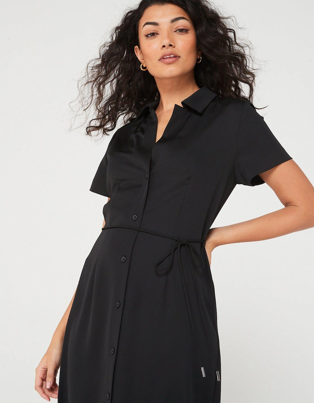 Midi Shirt Dress - Black, 6 of 5