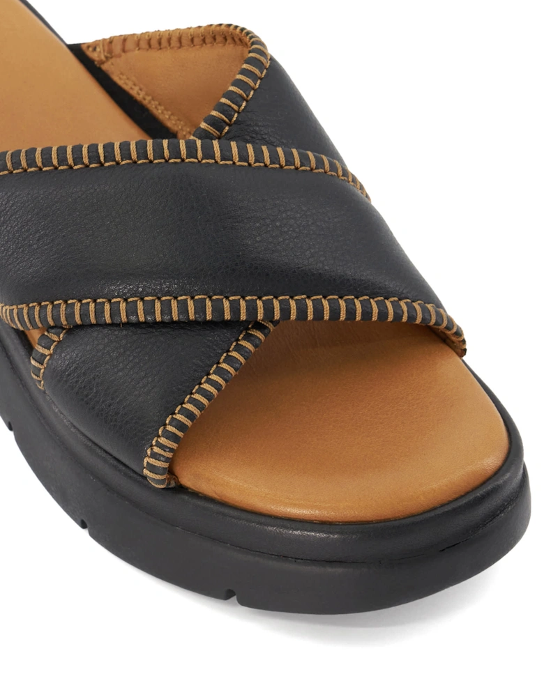 Ladies Litch - Contrast Stitch Flatform Sandals