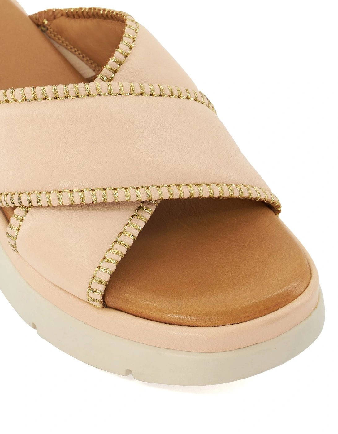 Ladies Litch - Contrast Stitch Flatform Sandals