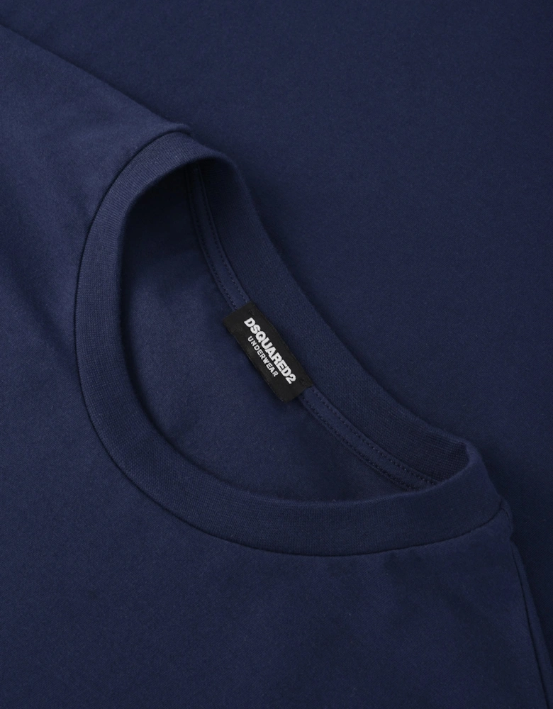 Branded Crewneck Cotton T-shirt Navy