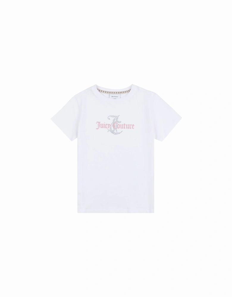 Youths Diamante Regular T-Shirt (White)
