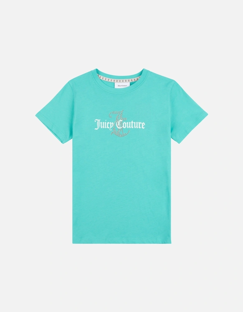 Youths Diamante Regular T-Shirt (Turquoise)