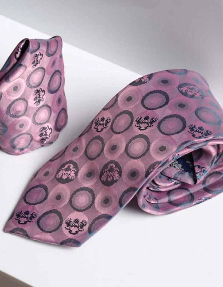 Bubbles Print Tie & Pocket Square Set - Baby Pink