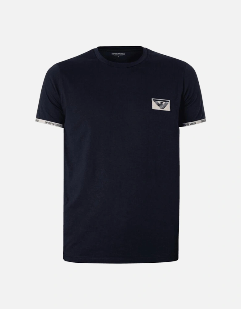 Cotton Rubber Logo Round Neck Navy T-Shirt