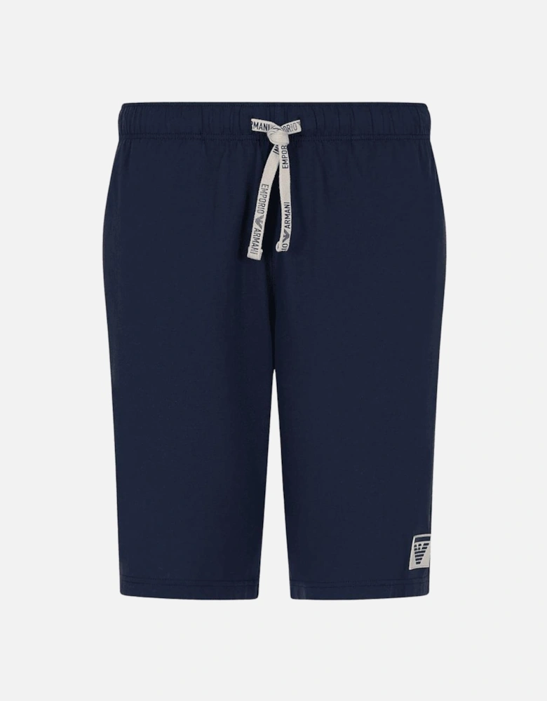 Cotton Rubber Logo Navy Shorts