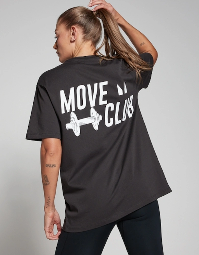 Oversized Move Club T-Shirt - Washed Black