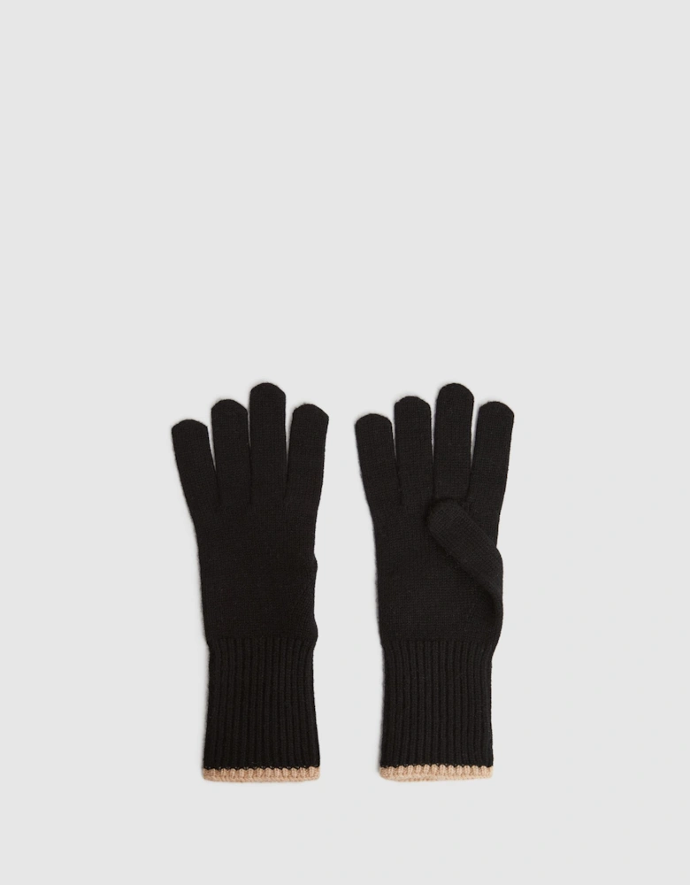 Wool Blend Contrast Trim Gloves