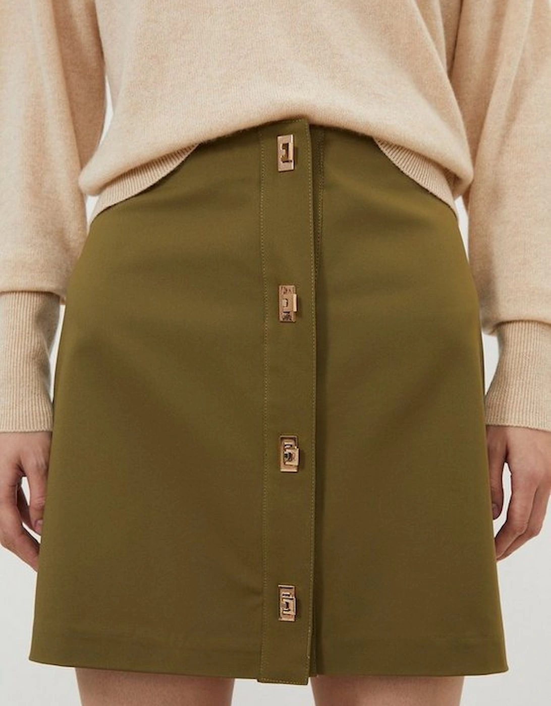 Techno Cotton Woven Hardwear Detail Mini Skirt