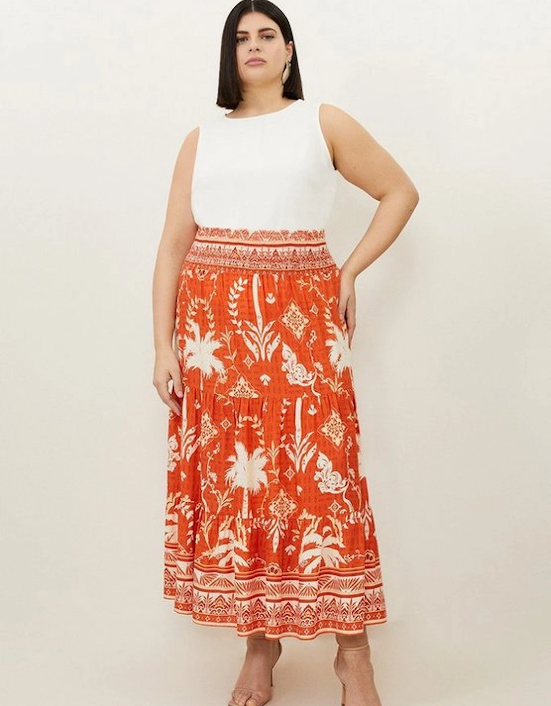 Plus Size Printed Viscose Woven Maxi Skirt, 5 of 4