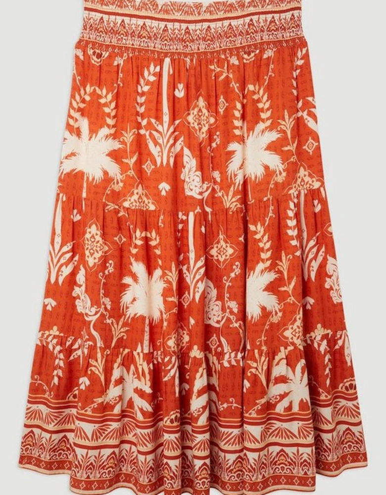 Plus Size Printed Viscose Woven Maxi Skirt
