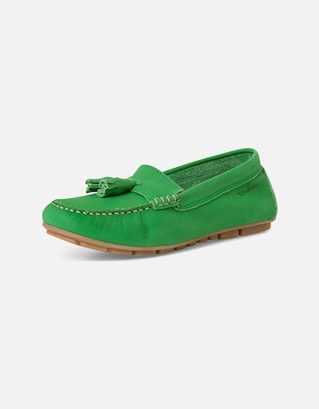 Womens Leather Slip On Shoe Green, 6 of 5