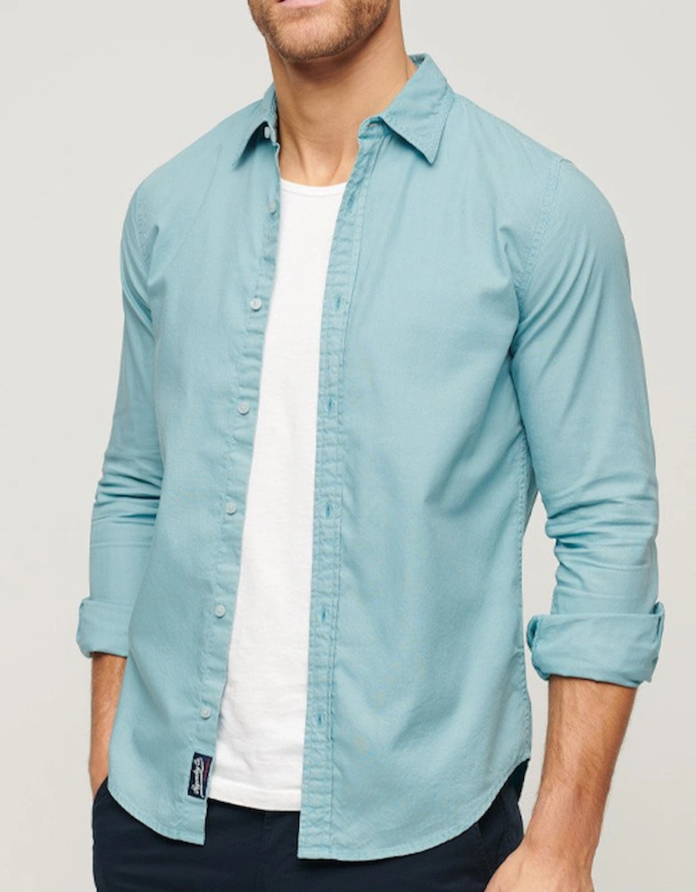 Men's Overdyed Cotton Long Sleeve Shirt Sky Blue