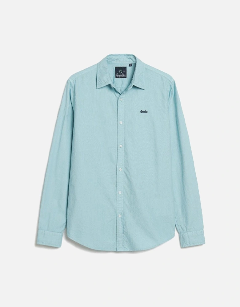 Men's Overdyed Cotton Long Sleeve Shirt Sky Blue