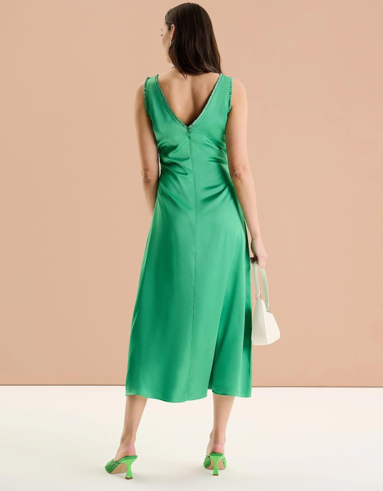 Polly Frill Dress in Emerald