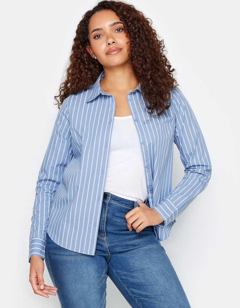 Blue Cotton Poplin Stripe Shirt