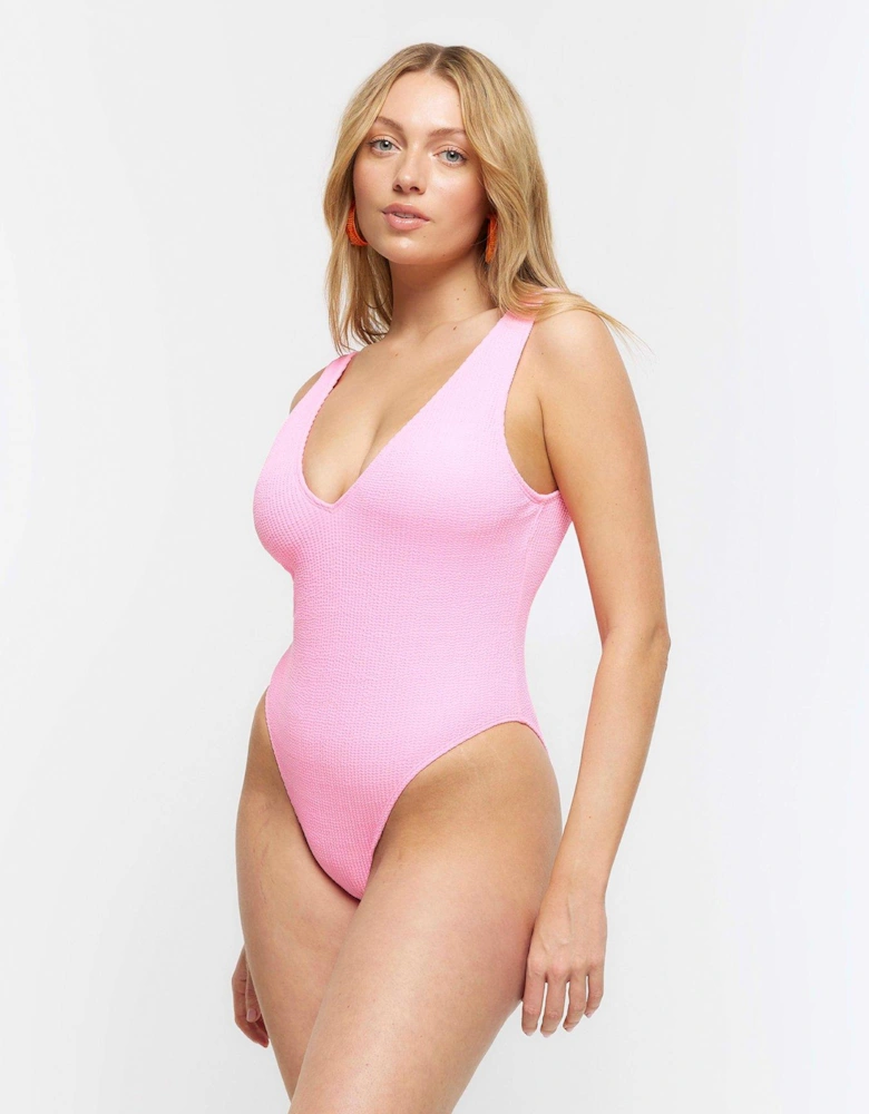 Textured Swimsuit - Bright Pink