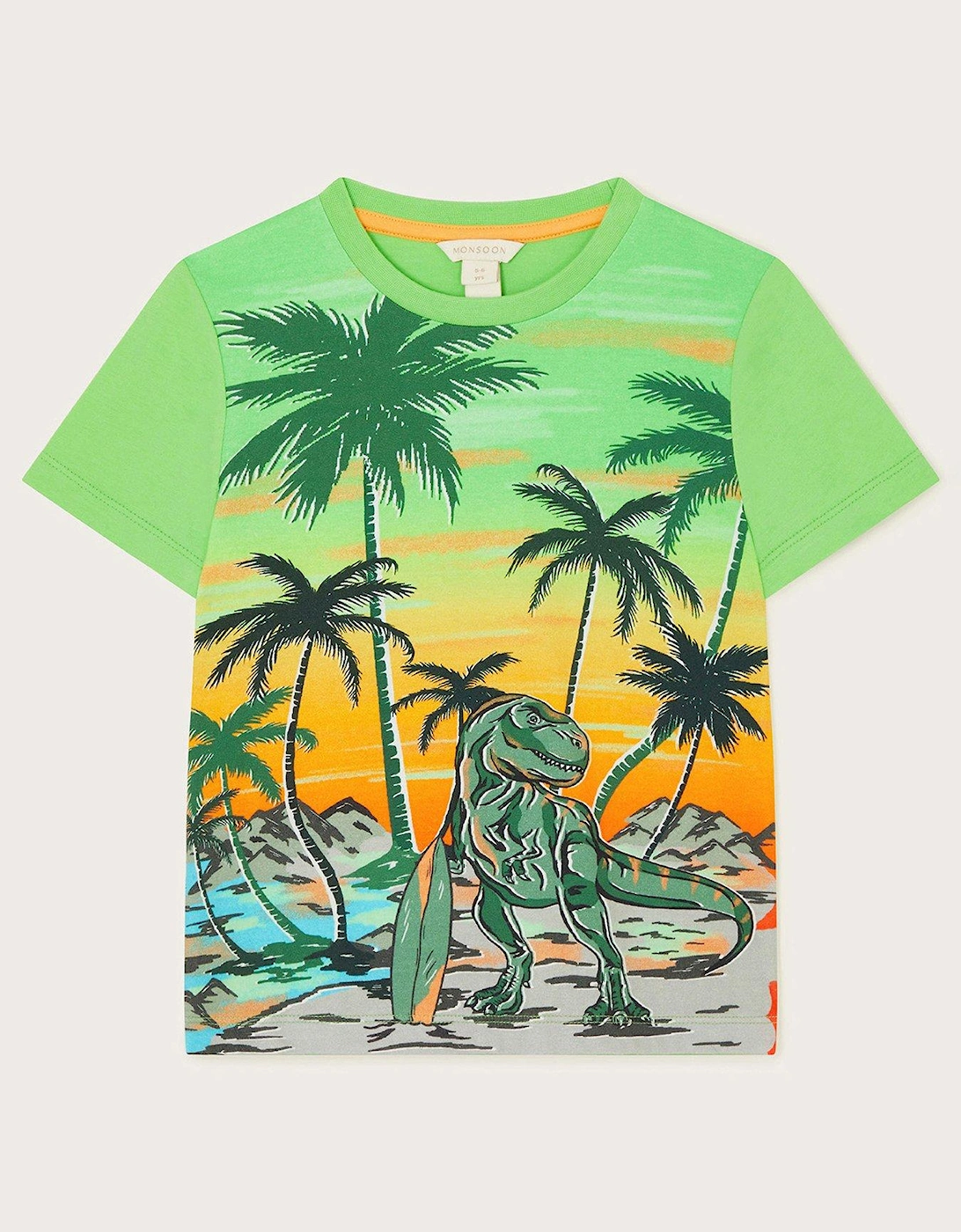 Boys Dinosaur Surf T-shirt - Green, 2 of 1