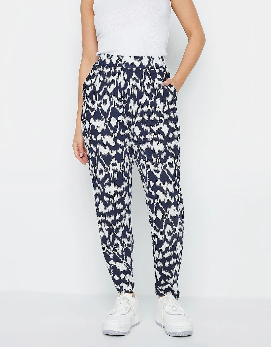 Petite Blue Abstract Harem Trousers, 2 of 1