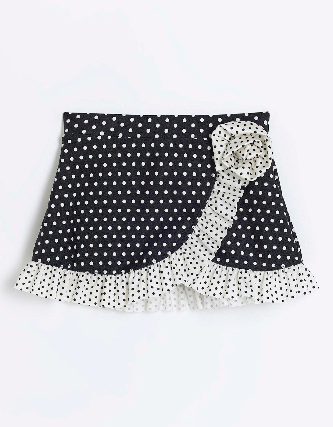 Mini Girls Polka Dot Swim Skirt - Black, 5 of 4