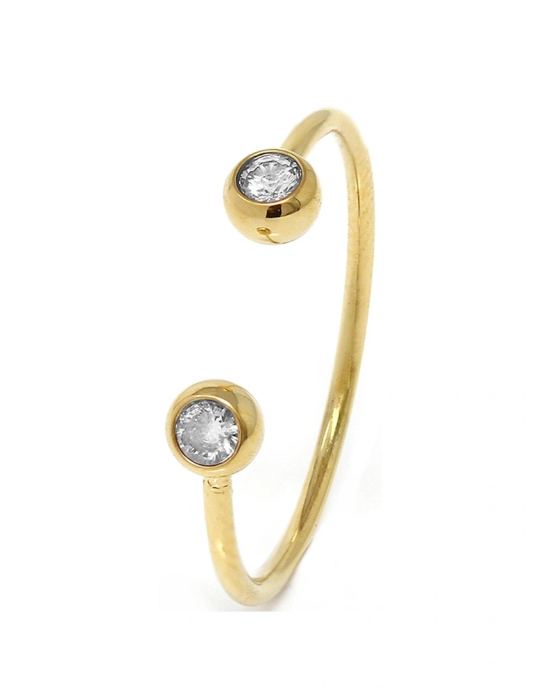 Bezel Adjustable Ring - Yellow Gold & Clear Stone
