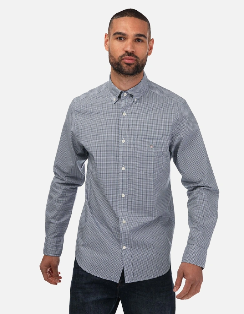 Mens Regular Fit Micro Checked Poplin Shirt