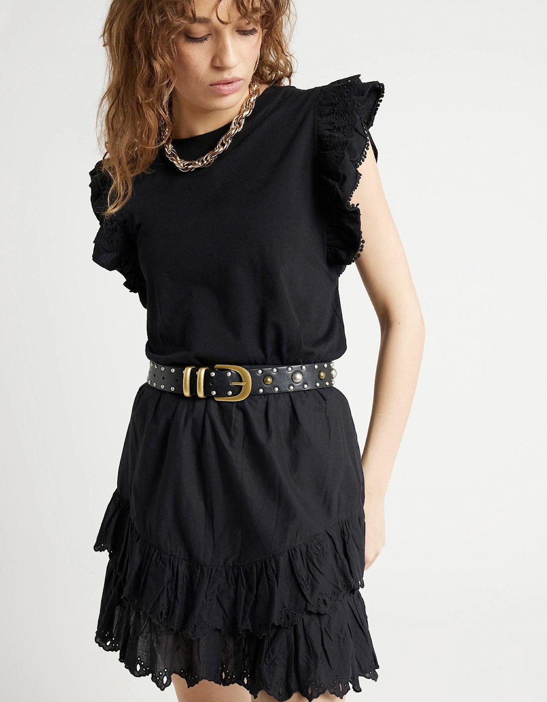 Frill Sleeve Top - Black, 2 of 1