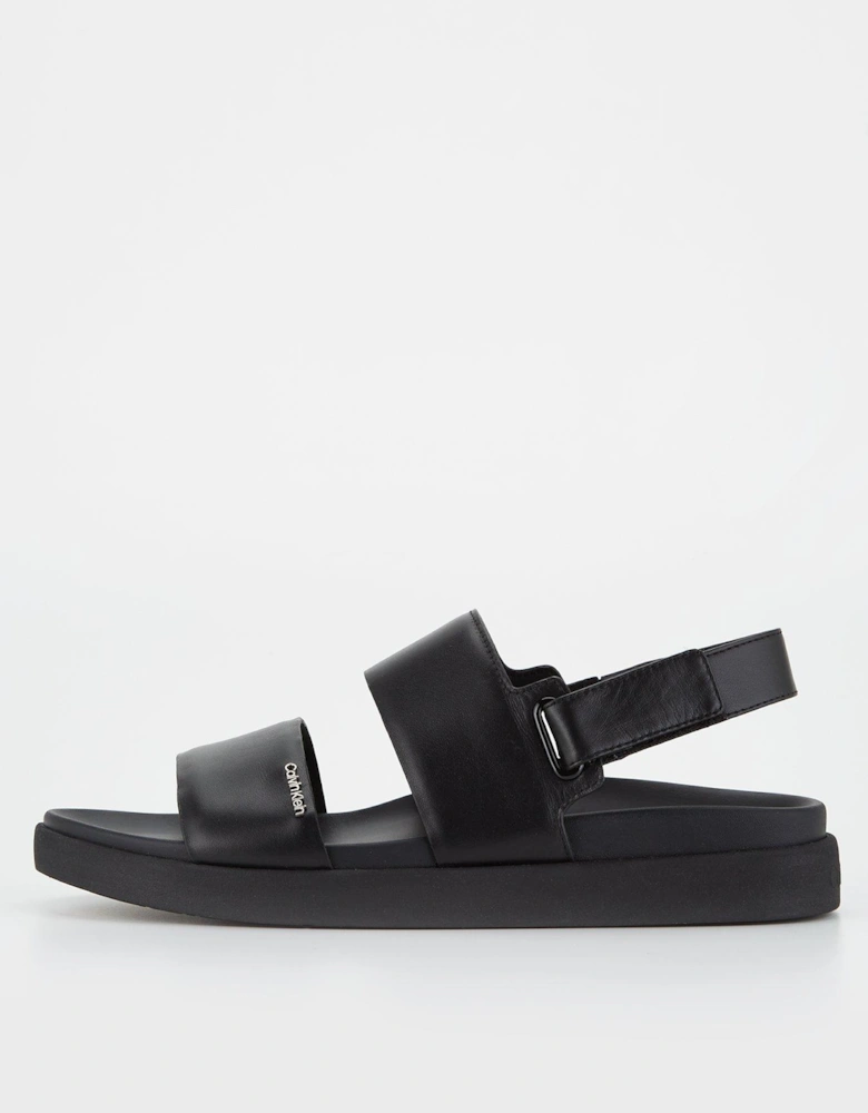 Flatform Leather Sandal - Black