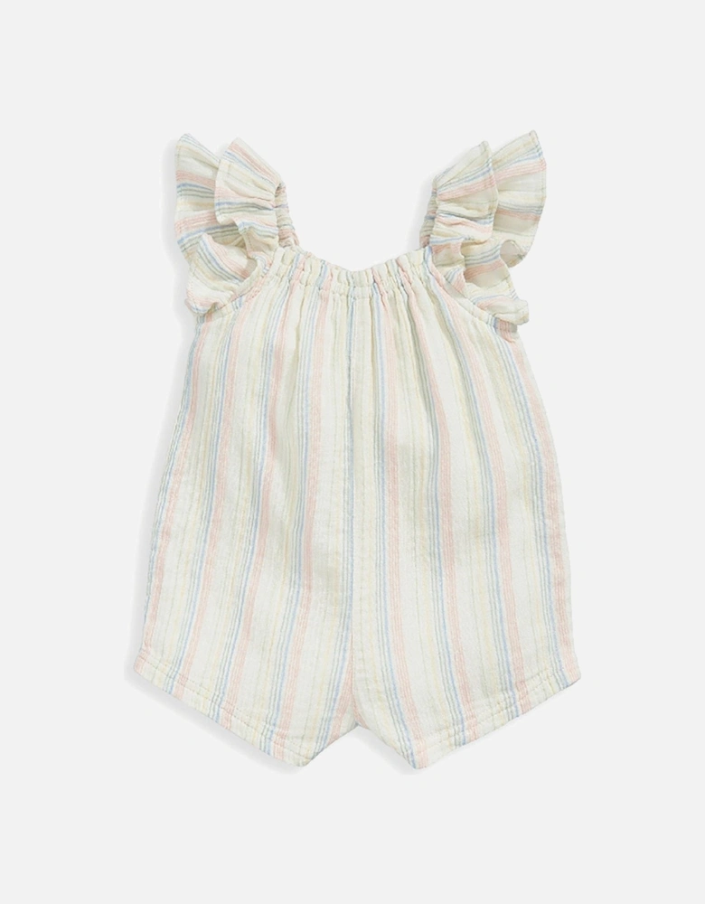 Baby Girls Stripe Frill Sleeve Romper - Multi