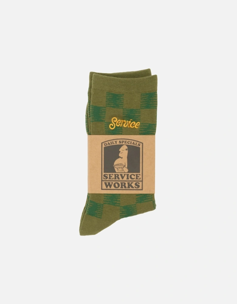 Checker Logo Green Socks