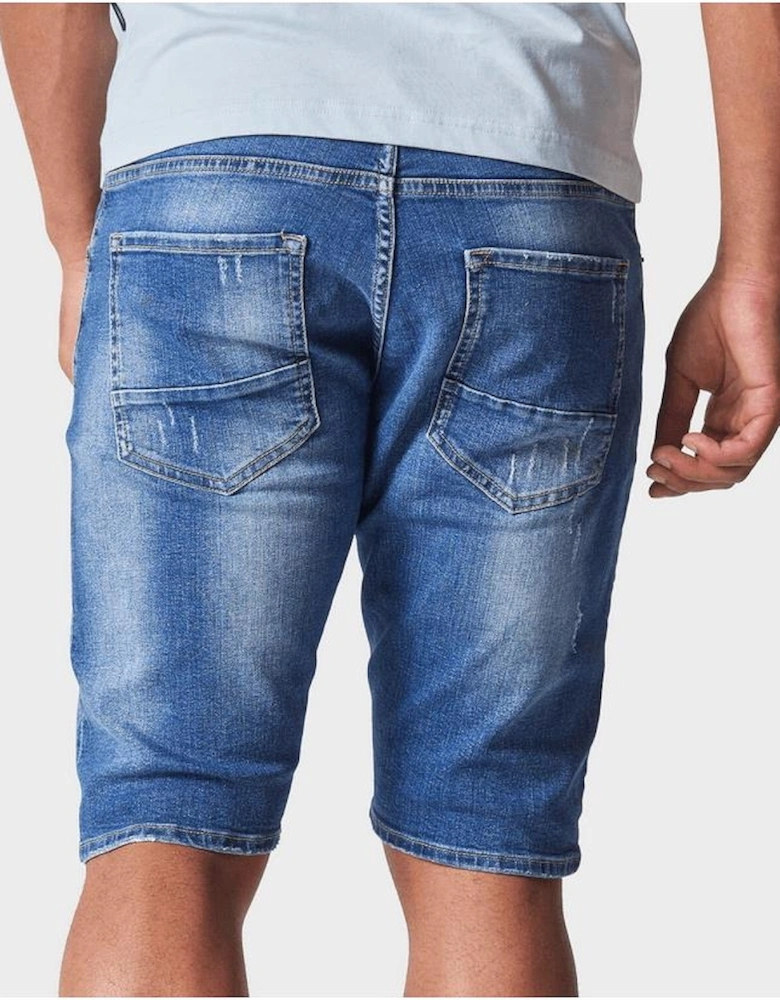 Witsel Distressed Blue Wash Denim Shorts