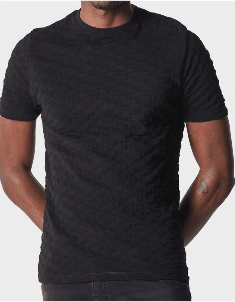Norrie Textured Logo All Over Black T-Shirt