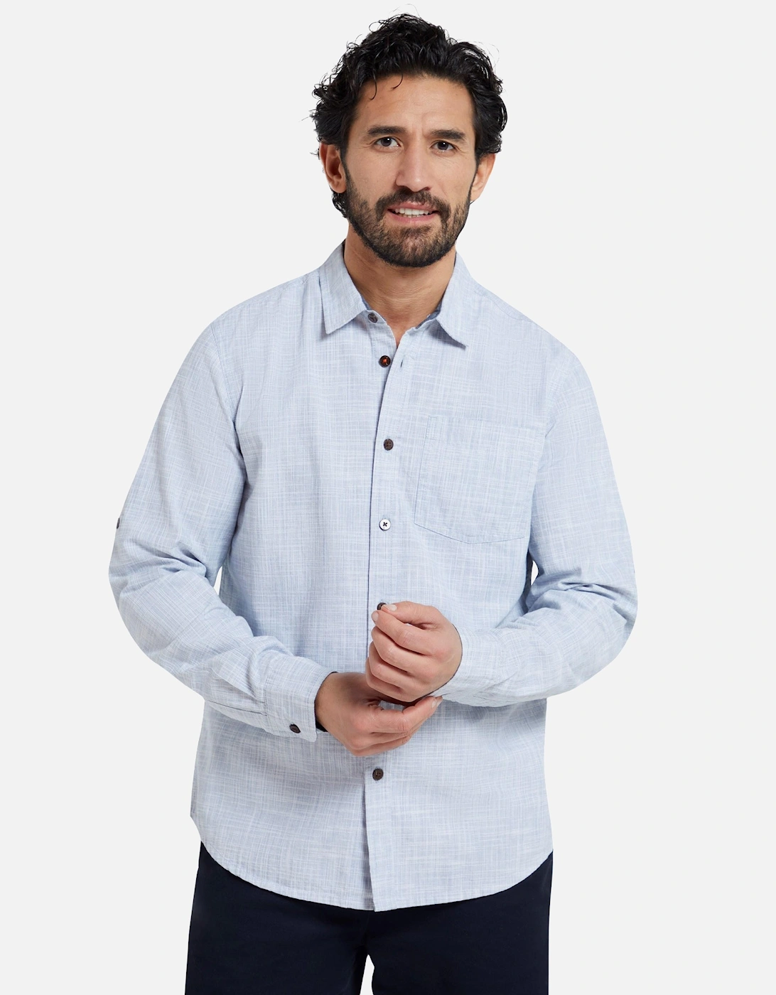 Mens Coconut Textured Long-Sleeved Shirt