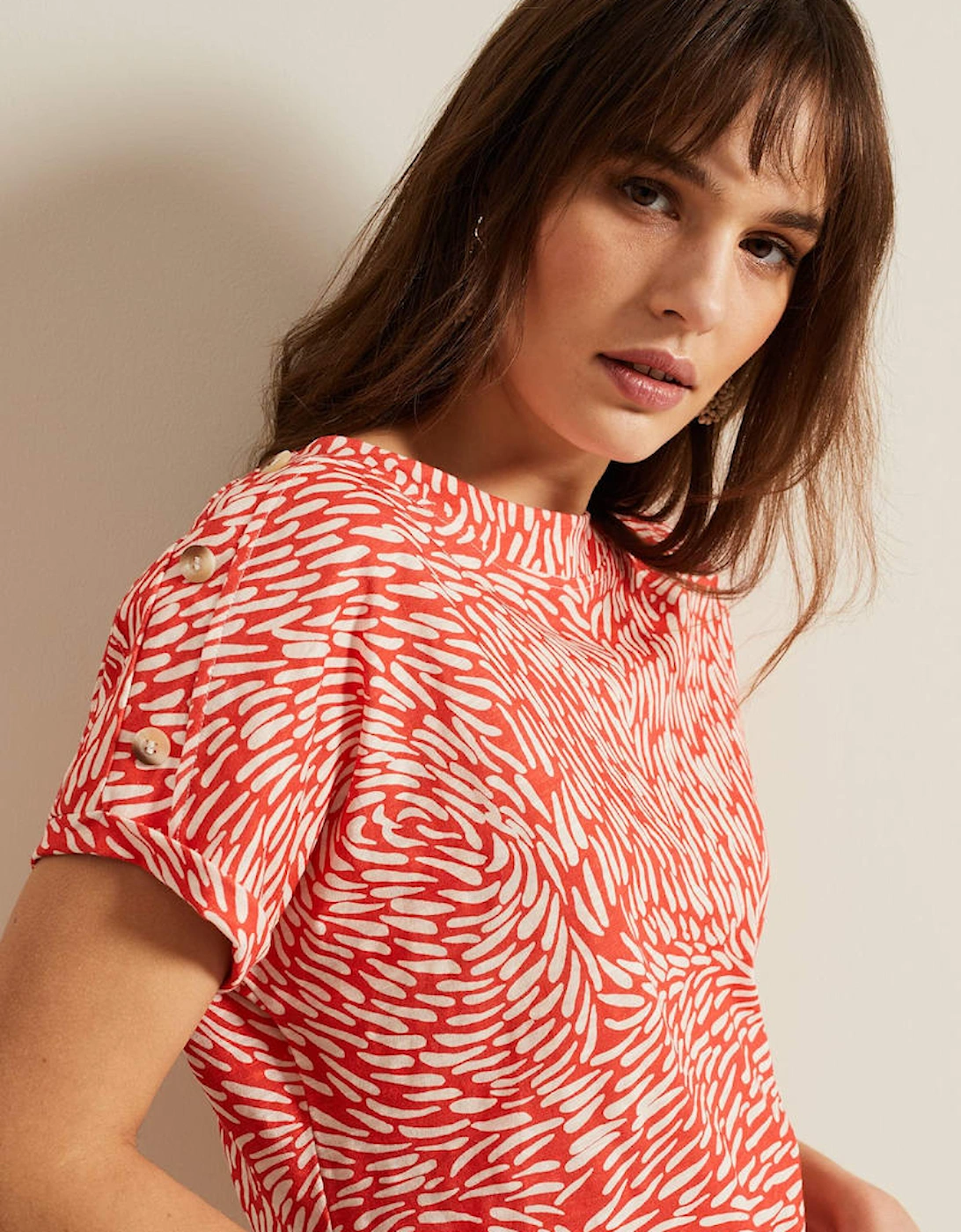 Suzie Button Detail Printed Top, 2 of 1