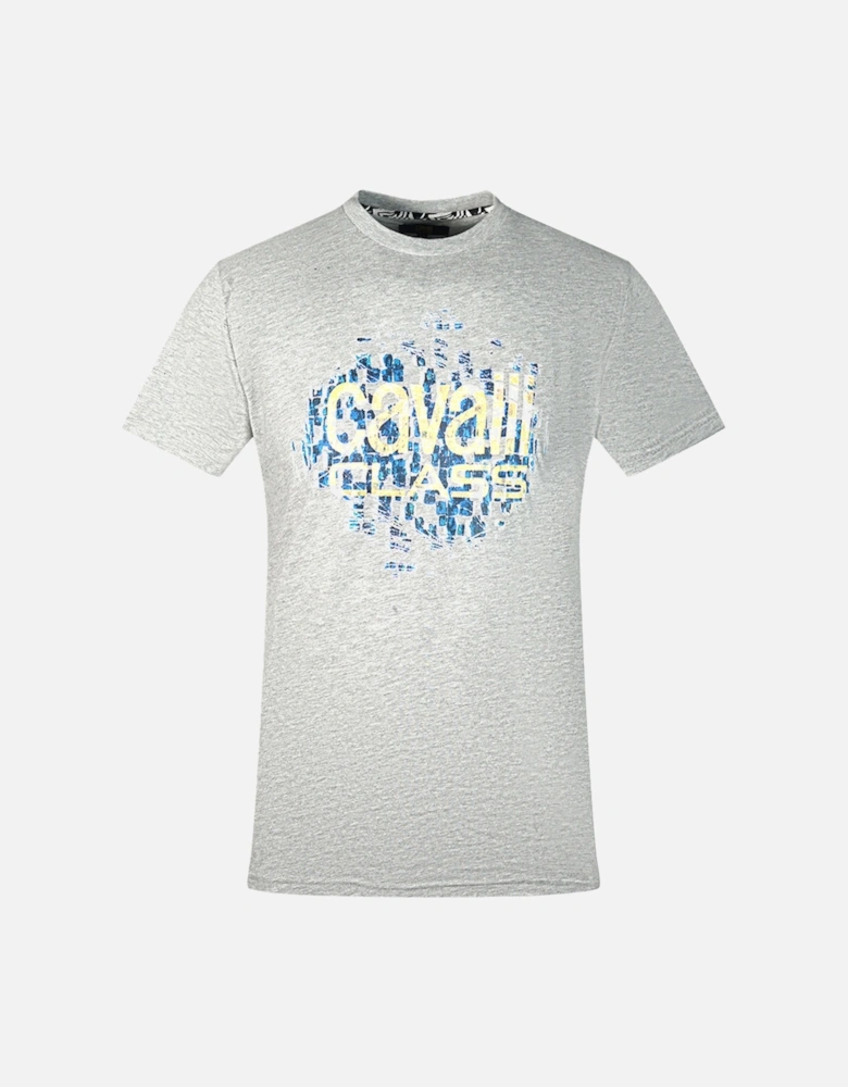 Cavalli Class Gradien Scales Design Logo Grey T-Shirt