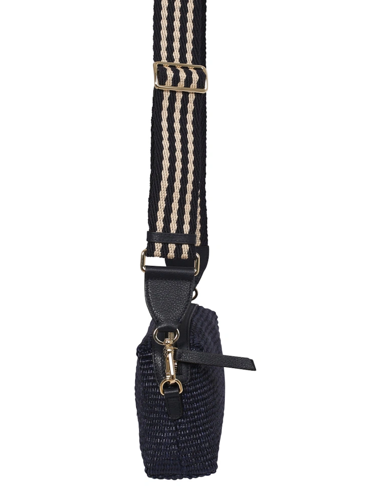 Kaia Navy raffia woven bag