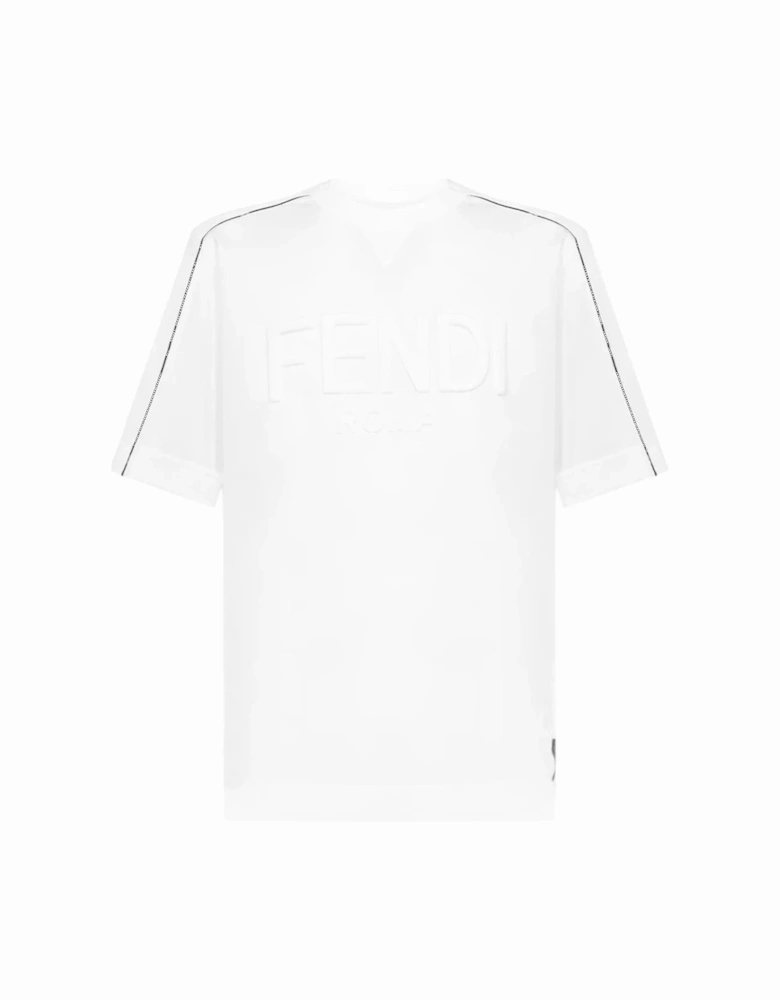 Logo Embossed Crewneck T-Shirt in White