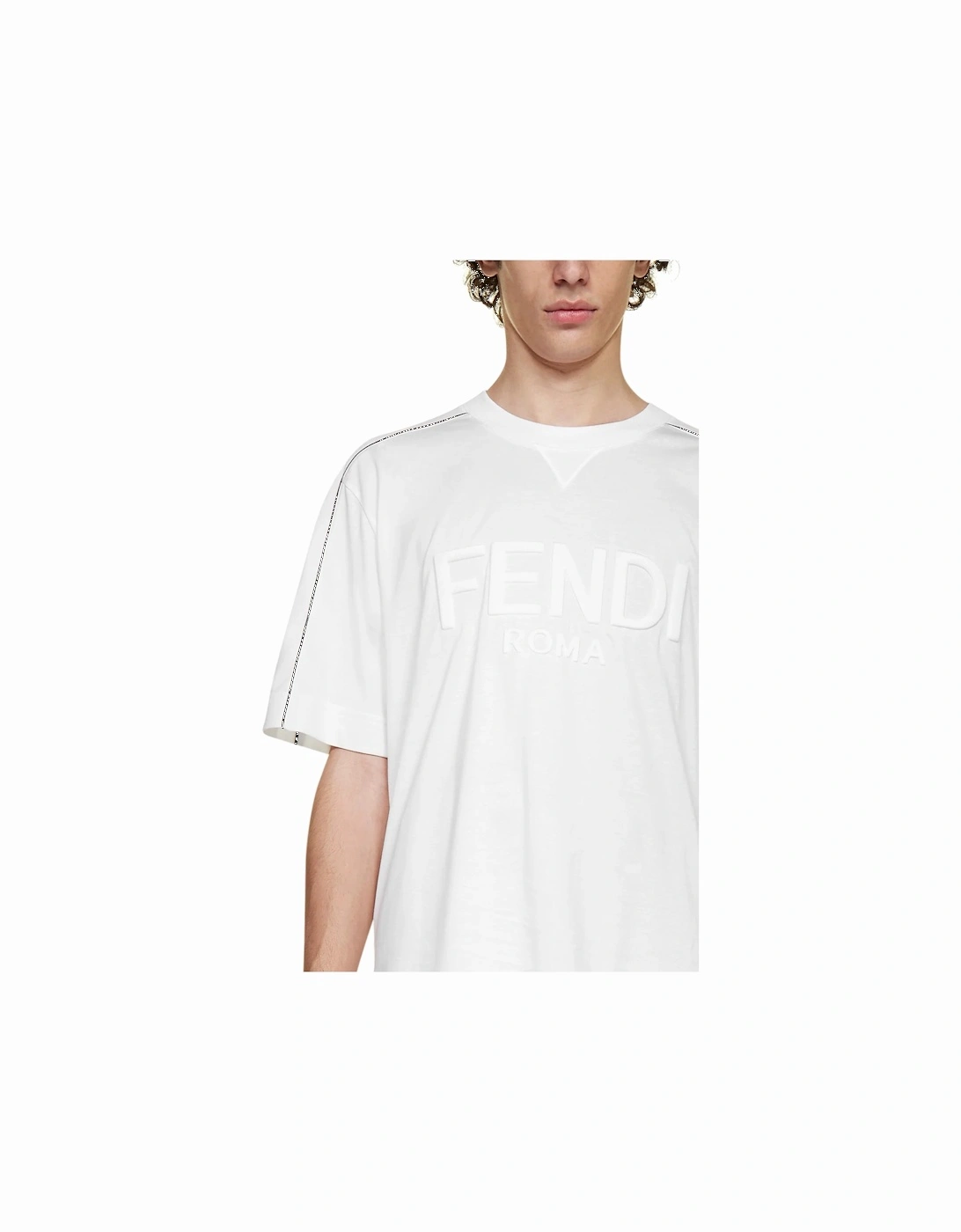 Logo Embossed Crewneck T-Shirt in White