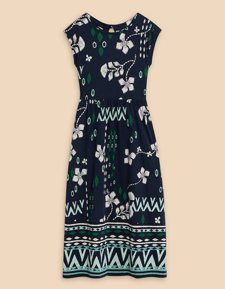 Women's Addison Cotton Jersey Dress Regular Navy Print