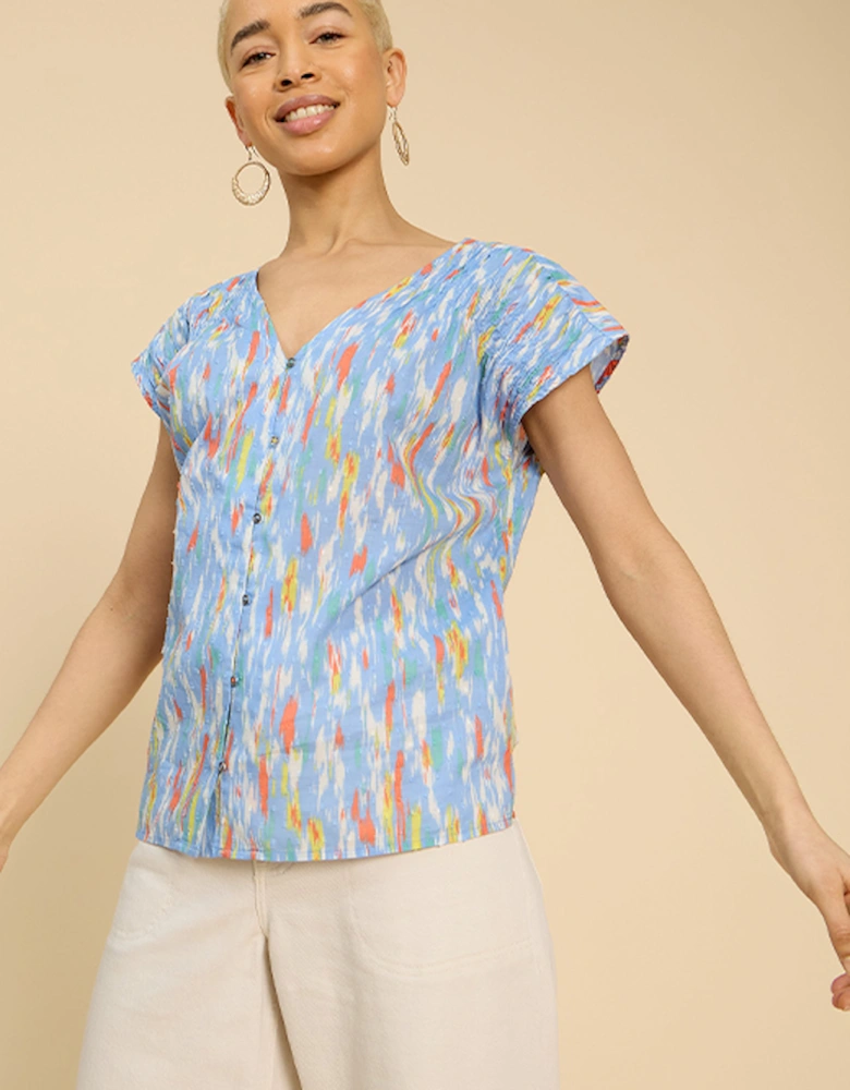Women's Rae Organic Cotton Vest Blue Print