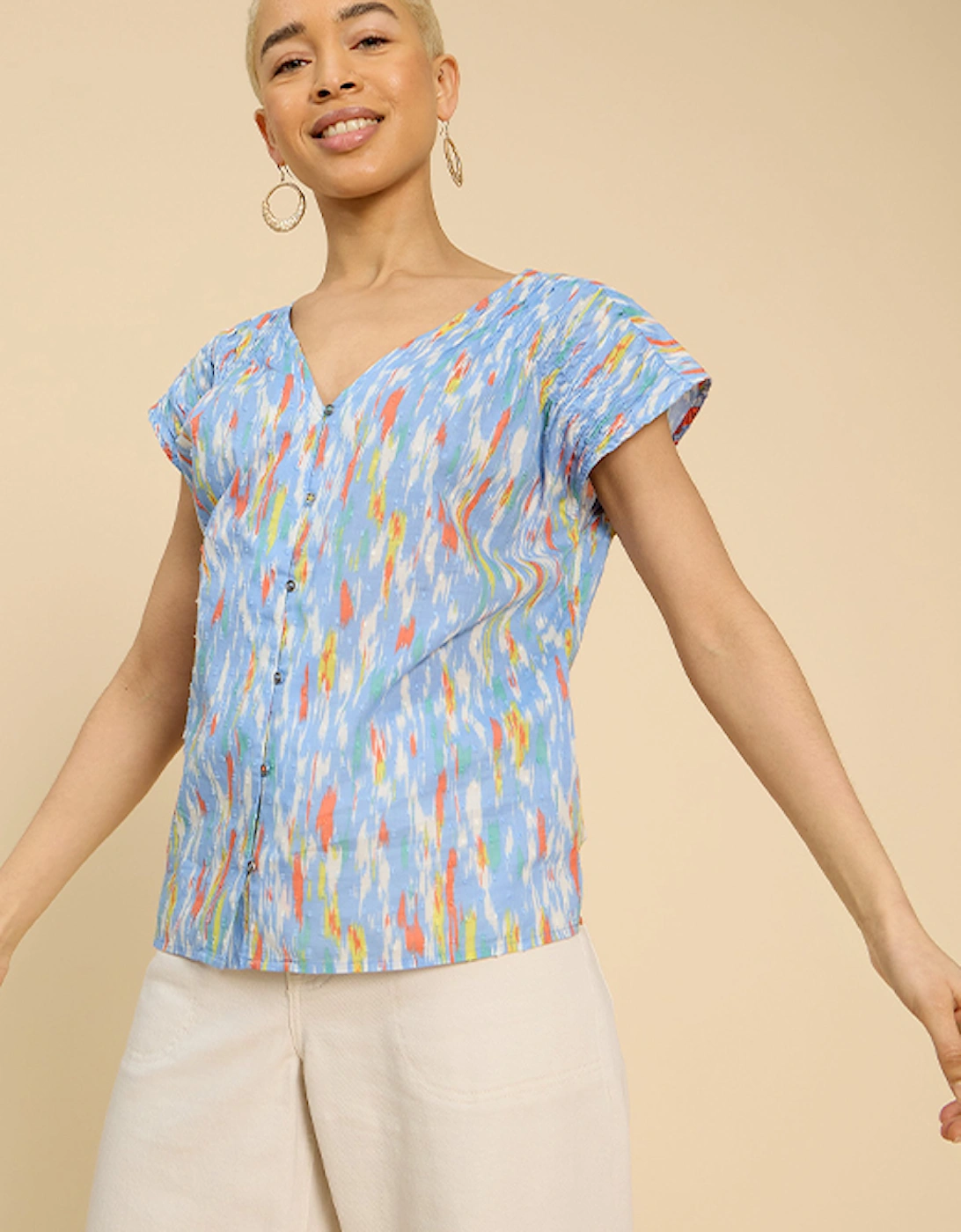 Women's Rae Organic Cotton Vest Blue Print, 6 of 5