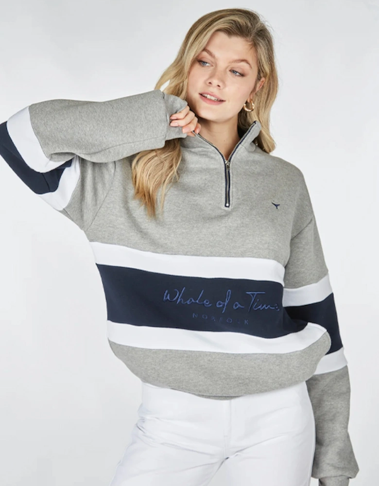 Whale of a Time Evesham Unisex Quarter Zip Sweatshirt Grey