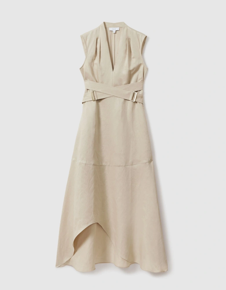 Linen Lyocell Strappy Midi Dress