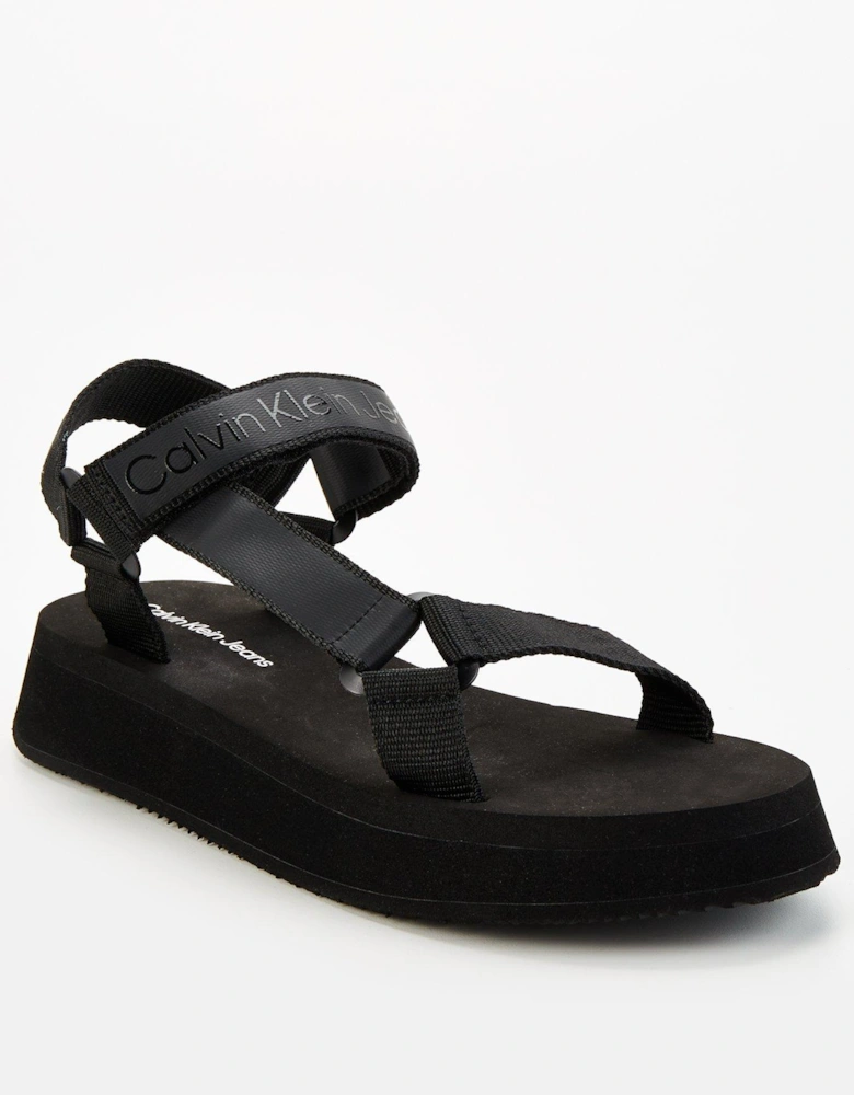 Velcro Wedge Sandal - Black