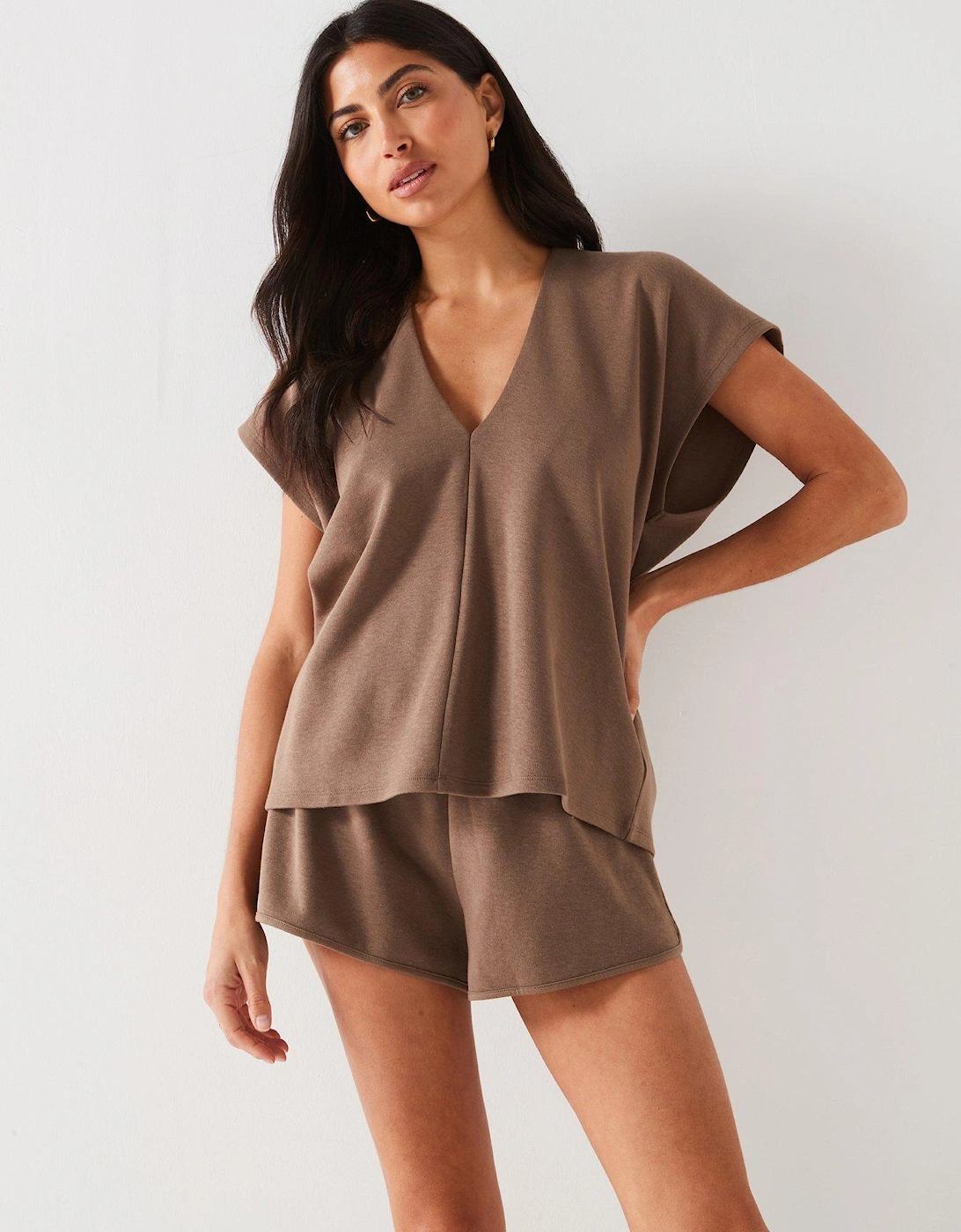 V Neck Co-ord Top - Nude, 7 of 6